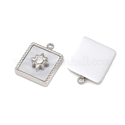 304 Stainless Steel & Natural Freshwater Shell & Rhinestone Pendants&nbsp;SH-CBA02E8-12P