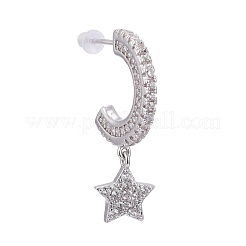 Brass Micro Pave Clear Cubic Zirconia Stud Earrings&nbsp;EJEW-K083-15P