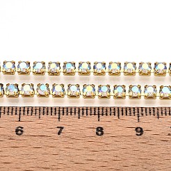 鉄ラインストーンカップチェーン  スプールで  ゴールドカラー  紺碧  3.5x3.5x3mm  約30.00フィート（9.14m）/ロール&nbsp;CH-T006-03A-04