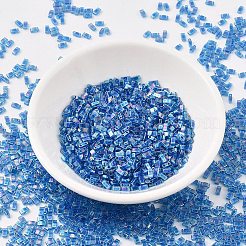 MIYUKIハーフティラビーズ  日本製シードビーズ  2の穴  （htl291)透明なカプリブルーab  5x2.3x1.9mm  穴：0.8mm  約1250個/50g&nbsp;SEED-X0054-HTL0291