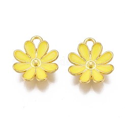 メッキ合金エナメルチャームラック  カドミウムフリー＆ニッケルフリー＆鉛フリー  ゴールドカラー  花  ミックスカラー  17x14.5x4.5mm  穴：1.5x2.5mm&nbsp;ENAM-S122-65