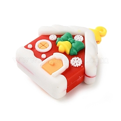 クリスマステーマのPVCプラスチックペンダント  ハウス  47.5x38.5x19mm  穴：2.8mm&nbsp;LS-FIND-I059-01C