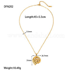 夏のビーチ 304 ステンレススチール スパイラルシェル型ペンダントネックレス  18KGP本金メッキ  17.72インチ（45cm）&nbsp;FS-WG19F15-01