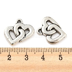 合金ペンダント  カドミウムフリー＆鉛フリー  ダブルハート  アンティークシルバー  18x18x2mm  穴：1.2mm  約588個/1000g&nbsp;LS-FIND-G065-19AS