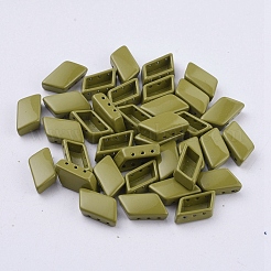 スプレー塗装合金マルチ連リンク  タイル弾性ブレスレット作り用  菱形  オリーブ  14x8x4.8mm  穴：0.8mm&nbsp;PALLOY-G268-E-042
