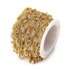 Brass Cubic Zirconia Cable Chains&nbsp;CHC-H112-02G-03
