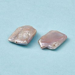 バロック天然ケシパールビーズ  長方形  貝殻色  21~22x14.5~15.5x3~5mm  穴：1mm&nbsp;PEAR-N020-K05