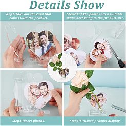 透明アクリルフォトフレームスタンド  ハート  結婚式のディスプレイ装飾  家  オーガンジーバッグ付き  透明  フォトスタンド：40x89x132mm&nbsp;DJEW-WH0018-25