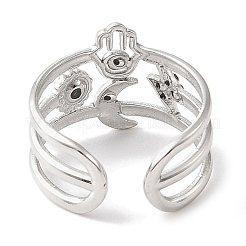 304 Stainless Steel Open Cuff Ring for Women&nbsp;RJEW-F166-01P-02