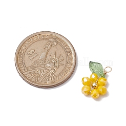 6 個 6 スタイルのガラスペンダント  真鍮ビーズとアクリル箔付き  花  ミックスカラー  16x15x4mm  穴：2mm  1個/スタイル&nbsp;PALLOY-TA00142