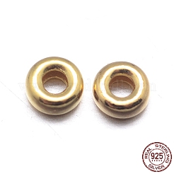 18KGP本金メッキフラットラウンド925スターリングシルバースペーサービーズ  ゴールドカラー  3.5x1.5mm  穴：1.2mm  約384個/20g&nbsp;STER-M101-10-3.5mm