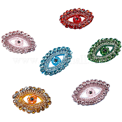 10Pcs 5 Colors Polyester & Glass Rhinestone Embroider Thread Iron on/Sew On Patches&nbsp;PATC-GF0002-05