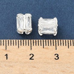 真鍮舗装キュービックジルコニアビーズ  正方形  長持ちメッキ  鉛フリー＆カドミウムフリー  ラックめっき  925銀メッキ  8x8x8mm  穴：1.7mm&nbsp;KK-H532-21B-S
