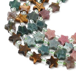 5 Styles Synthetic Malachite & Natural Rhodonite & HuBei Turquoise & Tiger Eye & Indian Agate Beads Strands&nbsp;G-D095-A07