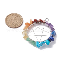 Chakra Gemstone Chips Copper Wire Wrapped Big Pendants&nbsp;PALLOY-JF02553-01