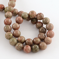 Natural Unakite Gemstone Round Bead Strands&nbsp;G-R289-6mm