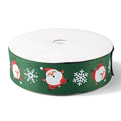 クリスマスプリントのポリエステル製グログランリボン 1 ロール  サンタクローススノーフレークフラットリボン  グリーン  1インチ（25mm）  約20.00ヤード（18.29m）/ロール&nbsp;OCOR-YW0001-05B