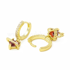 Cubic Zirconia Heart Dangle Hoop Earrings&nbsp;EJEW-H086-02G