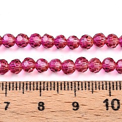 ベーキングペイント透明ガラスビーズ連売り  ラウンド  ファセット(32ファセット)  カメリア  4~4.5mm  穴：0.8~1mm  約88~94個/連  13.19~13.58インチ（33.5~34.5cm）&nbsp;DGLA-A035-T4mm-A03