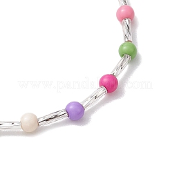 4mm ラウンドガラスシードビーズストレッチブレスレット（女性用）  カラフル  内径：2-1/4インチ（5.7cm）  ビーズ：4mm&nbsp;BJEW-JB10350