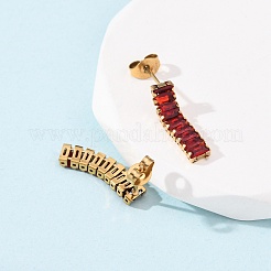 304 Stainless Steel Rectangle Tassel Stud Earrings&nbsp;EJEW-F393-01G