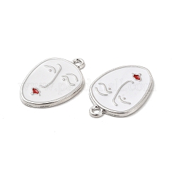 合金エナメルチャーム  女性の顔のチャーム  プラチナ  ミックスカラー  23x16x1.5mm  穴：1.6mm&nbsp;ENAM-J650-07P