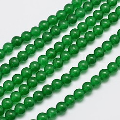 天然石&染め加工マレーシアジェイドビーズ連売り  ラウンド  グリーン  6mm  穴：0.8mm  約60個/連  15インチ&nbsp;X-G-A146-6mm-A06