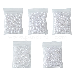 5スタイルabsプラスチック模造真珠ビーズ  ラウンド  ホワイト  4~12mm  穴：1.6~2.3mm  690個/袋&nbsp;KY-FS0001-05
