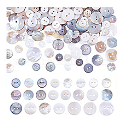 230Pcs 23 Styles 2-Hole Shell Flat Round Buttons&nbsp;BUTT-PH0001-37