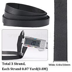 フラットレザージュエリーコード3本  ジュエリーDIY製版材料  ブラック  10x2mm  約80cm/pc&nbsp;WL-GF0001-16C-02