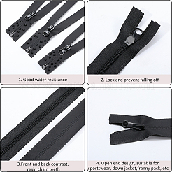 衣服アクセサリー5個  ナイロン閉口ジッパー  TPUジッパープラー付き  ファスナー部品  ブラック  1540x31x9mm&nbsp;FIND-GF0008-52H