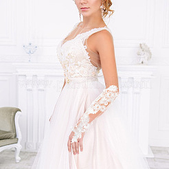 ガーゼレディチュールレースオーバースリーブグローブ  結婚式、ティーパーティー、プロム用  ホワイト  375x90x1.5mm&nbsp;AJEW-WH0596-076