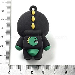PVCプラスチックの大きなペンダント  恐竜  ブラック  50x31x24mm  穴：3mm&nbsp;PVC-M002-01B