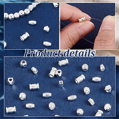 50個 5スタイル 真鍮スペーサービーズ  長持ちメッキ  混合図形  925銀メッキ  4~5.5x3~5mm  穴：1.5~2mm  10個/スタイル&nbsp;KK-PH0006-35