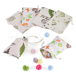 20Pcs 4 Styles Polycotton(Polyester Cotton) Printed Packing Pouches Drawstring Bags&nbsp;ABAG-TA0002-10
