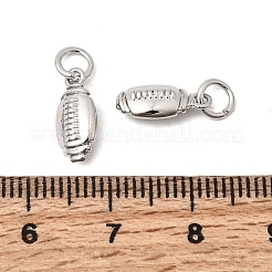 スポーツ用真鍮チャーム  プラチナ  ラグビーのチャーム  13x5.5x4mm  丸カン：5x1ミリ  3mm内径&nbsp;KK-A289-04A-P