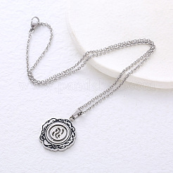Minimalist 304 Stainless Steel Enamel Black Flower Pendant Necklaces for Women&nbsp;QO5072