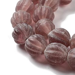 手作りのネパールランプワークビーズ  カボチャ  インディアンレッド  10.5x9.5mm  穴：1.5mm  約64個/連  25.79''（65.5センチメートル）&nbsp;LAMP-Z008-05G