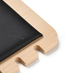 12スロット竹製L字型ネックレスオーガナイザーディスプレイスタンド（合成皮革マット付き）  長方形  ブラック  9.9x9.65x26cm&nbsp;NDIS-F005-01B