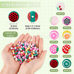 180Pcs 9 Colors Fruits Theme Handmade Polymer Clay Beads&nbsp;CLAY-TA0001-94