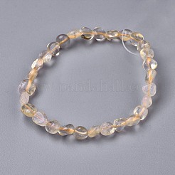 天然シトリンビーズストレッチブレスレット  タンブルストーン  ナゲット  内径：2~2-1/4インチ（5.2~5.6cm）&nbsp;BJEW-K213-66