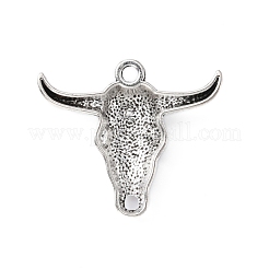 合金のチベット風チャーム  ブルヘッド  アンティークシルバー  25x29x5mm  穴：2mm&nbsp;PALLOY-WH0101-06AS