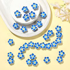 ハンドメイド ポリマークレイ製 100個入り 3D プルメリア フラワービーズ   ドジャーブルー  15x8mm  穴：2mm&nbsp;CLAY-SC0002-48A