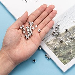 メッキプラスチックアクリルラウンドビーズ  銀メッキ  8mm  穴：1.5mm  約1800個/ポンド&nbsp;PACR-L003-8mm-S