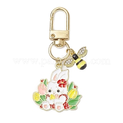 Rabbit Bees Alloy Enamel Pendant Decorations&nbsp;HJEW-JM02701-01
