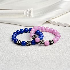 ミディアム オーキッド ナチュラル イエロー ジェイド ラウンド ビーズ ストレッチ ブレスレット  女性のための星座アクセサリージュエリー  蠍座  内径：2インチ（5.2cm）  ビーズ：10mm&nbsp;BJEW-SW00077-04