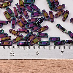 MIYUKIクォーターティラビーズ  日本製シードビーズ  2穴  (qtl454) メタリックダークプラムアイリス  5x1.2x1.9mm  穴：0.8mm  約2400個/50g&nbsp;SEED-X0054-QTL0454