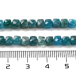 天然ブルーアパタイトビーズ連売り  多面カット  キューブ  3.5~4.5x3.5~4x3.5mm  穴：0.6mm  約103~106個/連  15.55'~15.75''（39.5~40センチメートル）&nbsp;G-H042-A12-02B