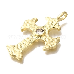 Cross Rack Plating Brass Clear Cubic Zirconia Pendants&nbsp;KK-U019-30G