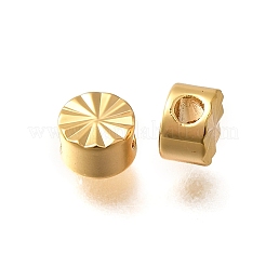 真鍮の織り目加工のビーズ  18KGP本金メッキ  フラットラウンド  5x3mm  穴：1.6mm&nbsp;KK-Z092-01A-G